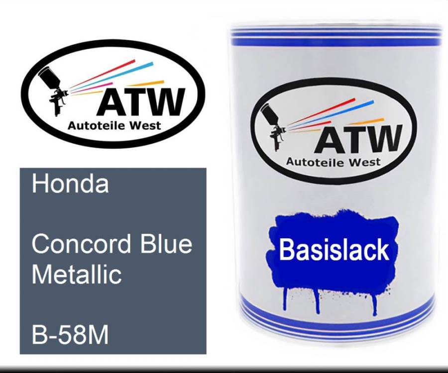 Honda, Concord Blue Metallic, B-58M: 500ml Lackdose, von ATW Autoteile West.